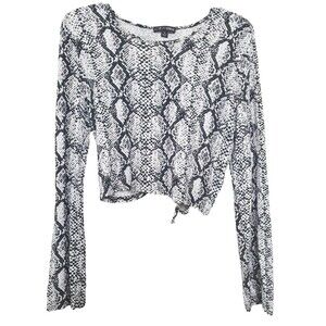 Love Streak Open Back with Tie Waist Crop Top Snakeskin Print Sz XL Long Sleeve